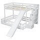 preview thumbnail 9 of 38, Twin Over Full Bunk Bed with Slide,Storage Staircase