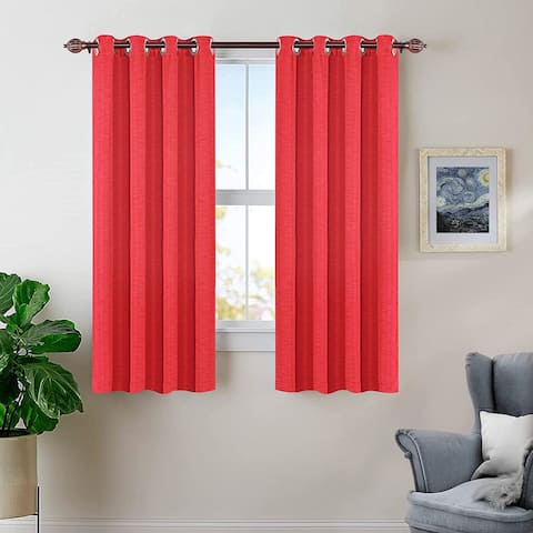 2 Pcs Semi-Blackout Curtains for Door & Windows Solid Polyester Room-Darkening Drapes with Perfect Pleats Connected Eyelet