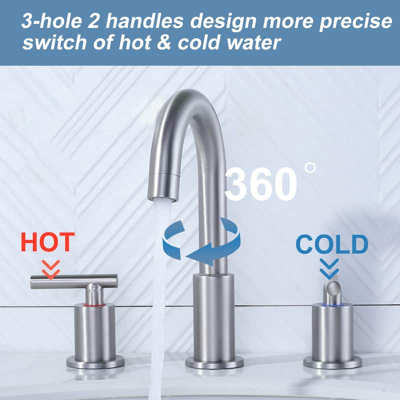 WOWOW Widespread 8 in.Double Handle Bathroom Faucet