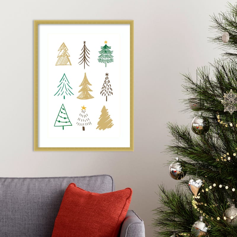 Christmas Trees 1 by Kristina N. Wood Framed Wall Art Print