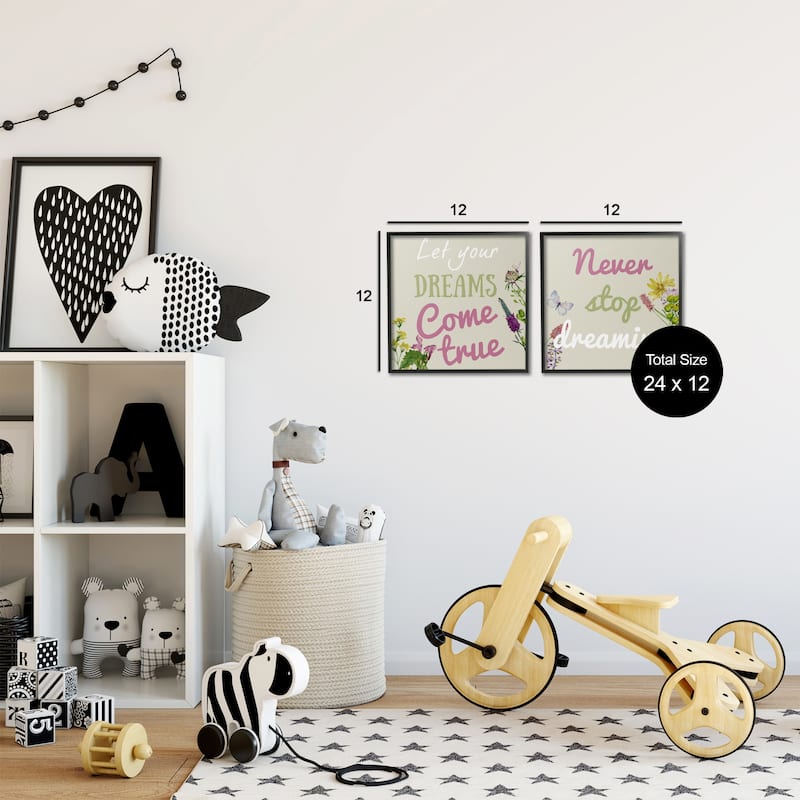 Stupell Motivational Dream Sentiments Framed Giclee Art Design By Kim Allen (Set of 2)