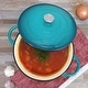 preview thumbnail 8 of 6, 6.35 Quart Enameled Cast Iron Double Handle Dutch Oven Self Basting Lid in Ice Blue