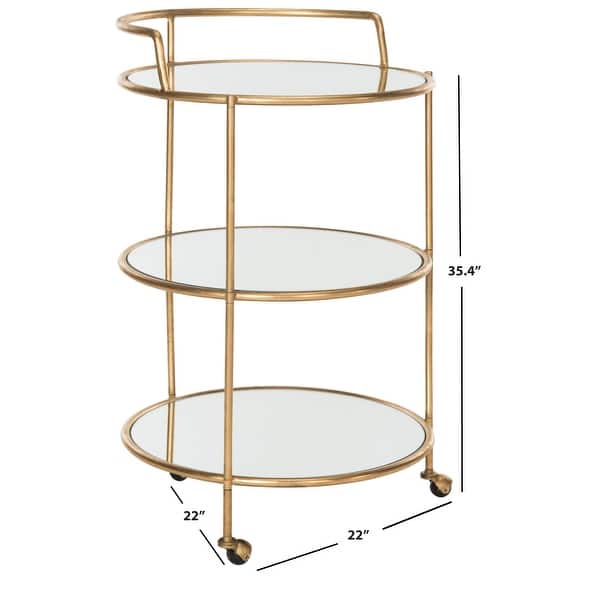 Safavieh Dulcinea 22-in x 35.4-in Silver Round Cart Bar