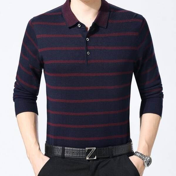Shop Men Sweater Casual Long Sleeve Business Shirt Turn Down