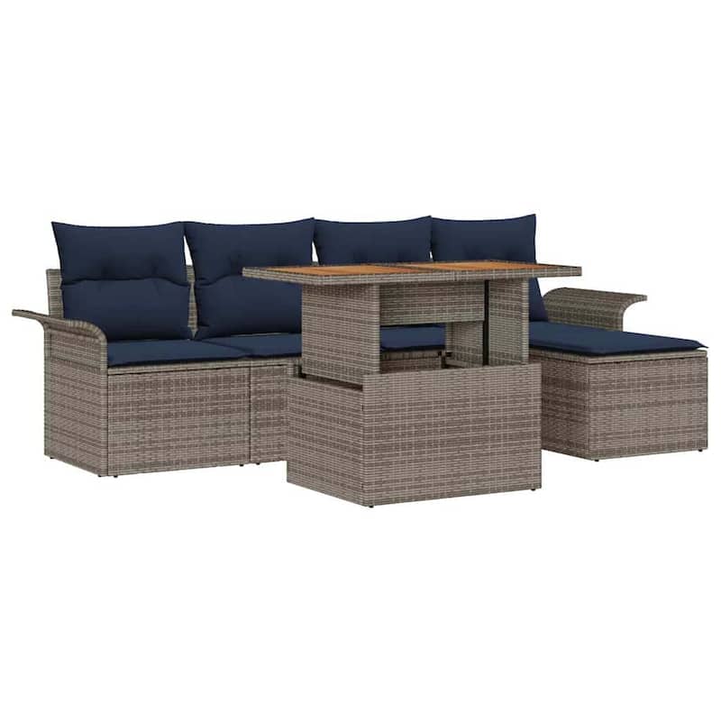 vidaXL 6 Piece Garden Sofa Set with Cushions - 98.8×46.1×27.2