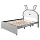 preview thumbnail 42 of 57, Rabbit-Shaped Velvet Platform Bed Frame with Trundle & LED Lights