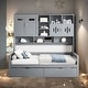 preview thumbnail 2 of 8, Grey Twin Size Wooden Daybed with 2 Drawers, and All-in-One Cabinet and Shelf