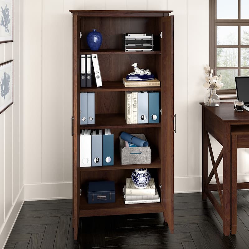 Key West Tall Storage Cabinet with Doors and Shelves by Bush Furniture