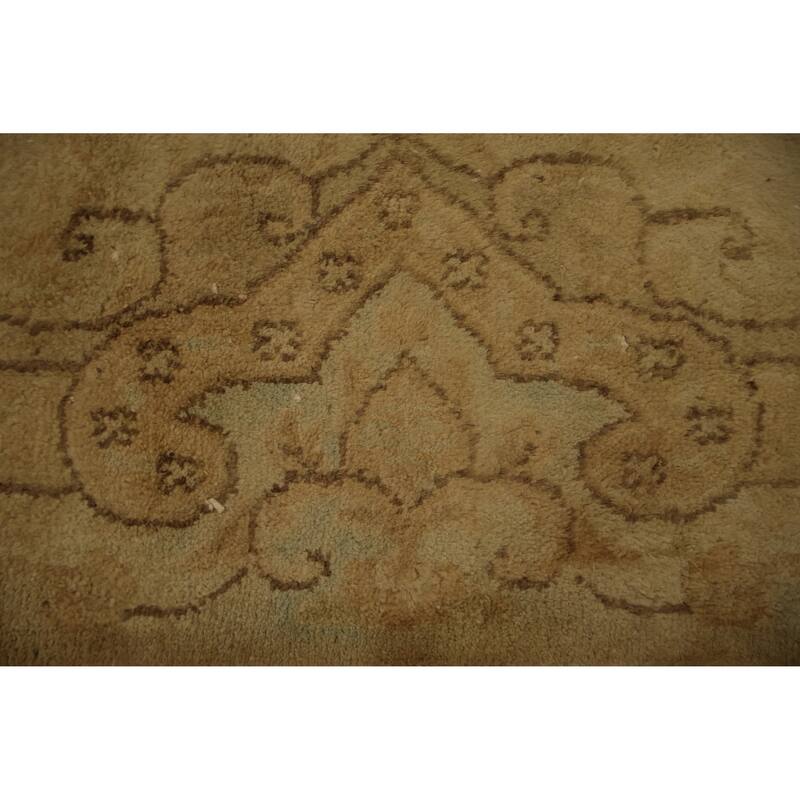 Hand Knotted Oriental 100% Wool Carpet Traditional Floral Yellow & Gold Kerman Area Rug - 11' 10'' X 8' 10''