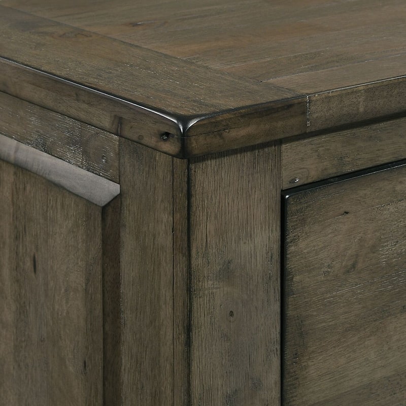 2-Drawer Nightstand with USB Port - Grey Bedside Table Organizer for Bedroom