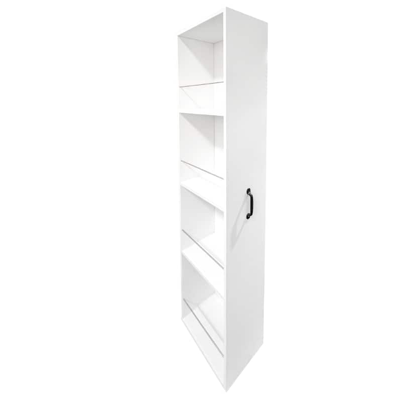 4-Tier Slide-Out Bookcase with Wheels, Narrow Hidden Storage Cabinet with Pull-Out Shelving for Home Office