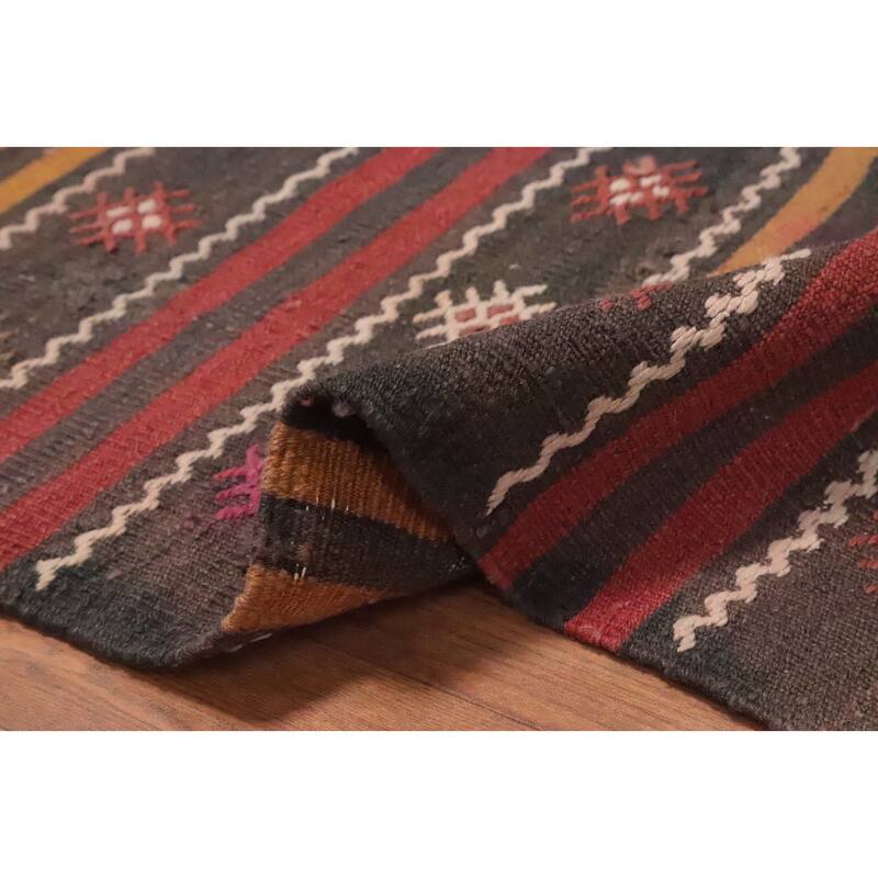 Hand Woven Oriental 100% Wool Carpet Southwestern Tribal Multi-Colored Kilim Area Rug - 9' 4'' X 5' 3''