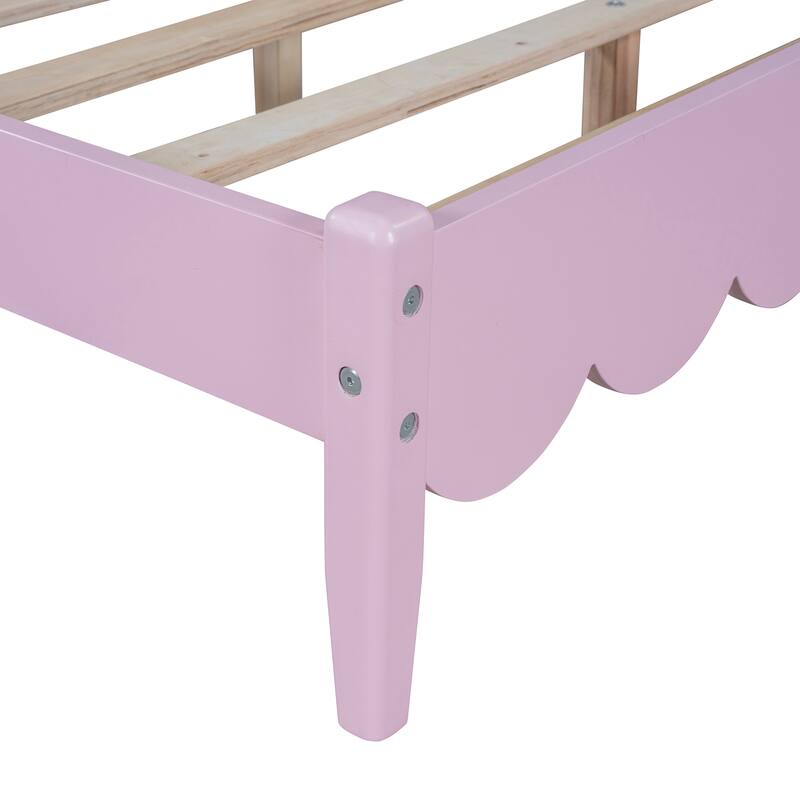 Wood Platform Bed Frame with Rectangular Headboard