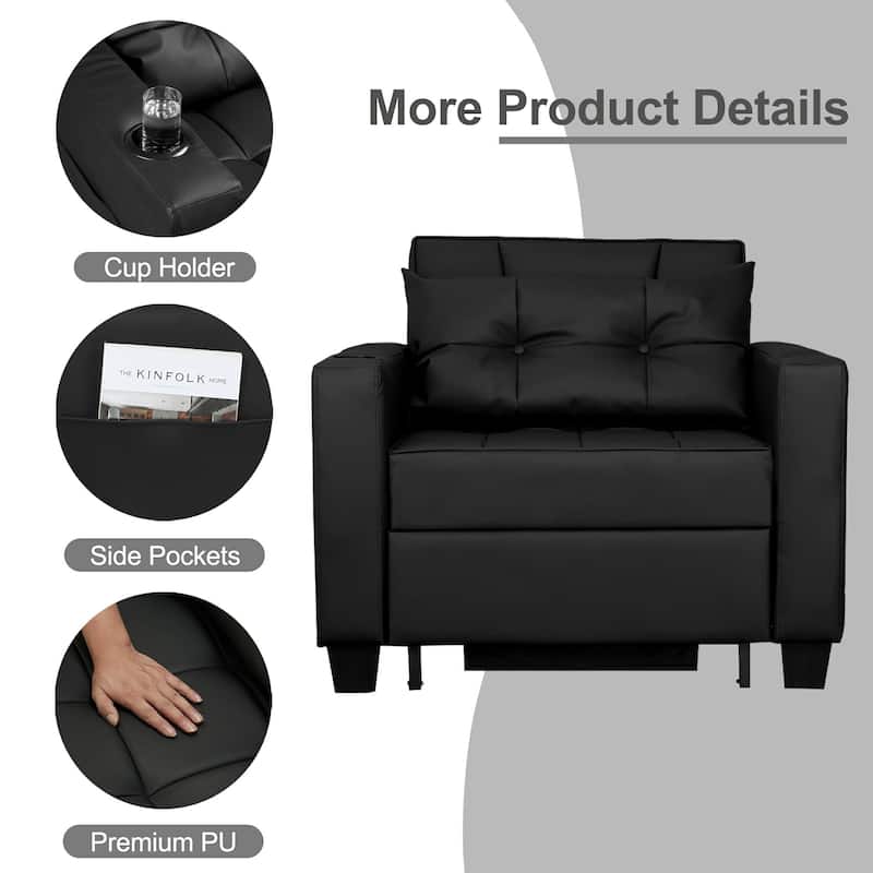 Pull Out Sofa Couch Bed Convertible Sleeper Sofa Bed with Storage Chaise, Sofa Couch