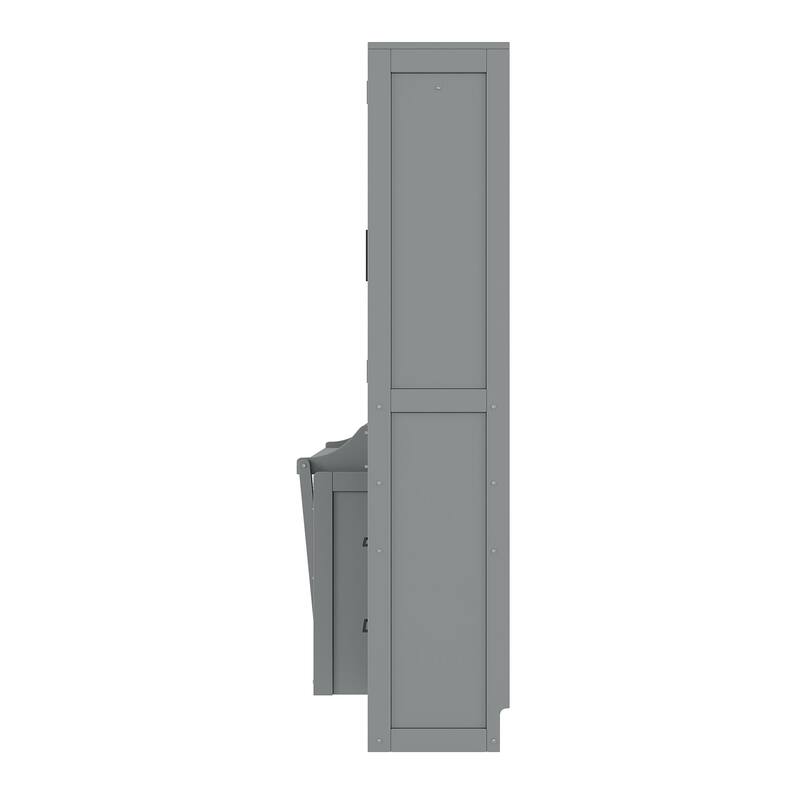 Roomfitters Full/Queen Size Murphy Bed Wall Bed with Shelves, Wardrobe and Lighting