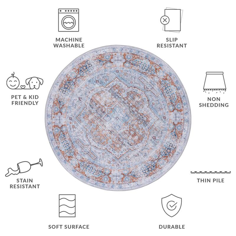 SAFAVIEH Tucson Machine Washable Slip Resistant India Traditional Rug