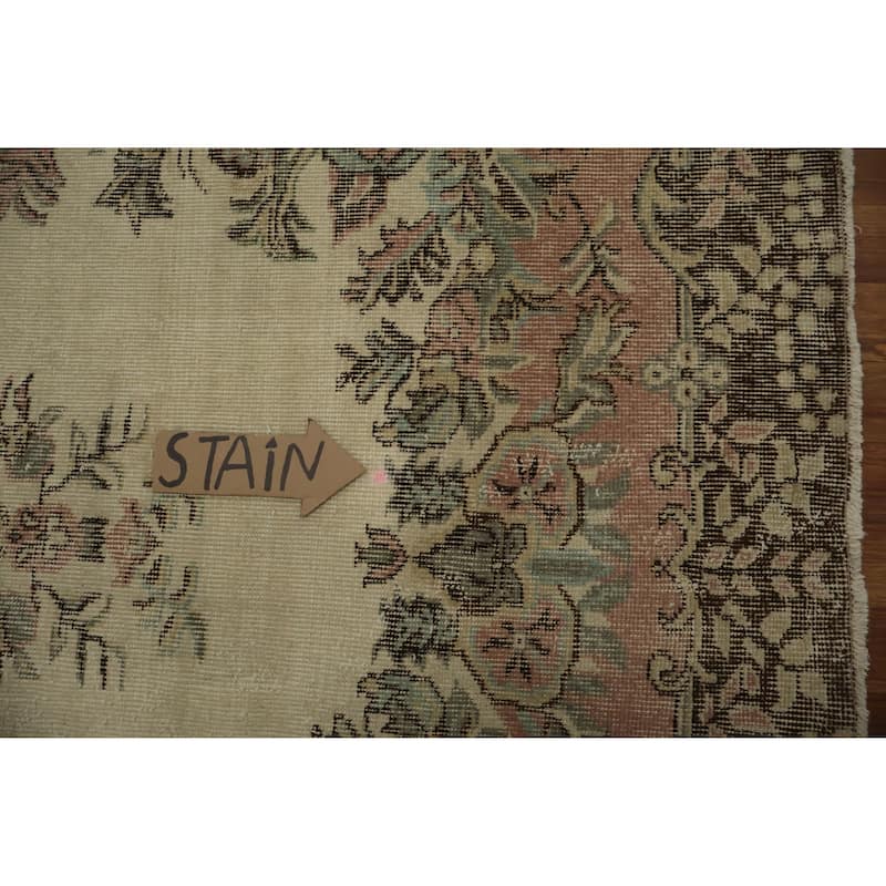 Hand Knotted Oriental 100% Wool Carpet Transitional Floral Beige & Ivories Anatolian Area Rug - 9' 4'' X 5' 7''