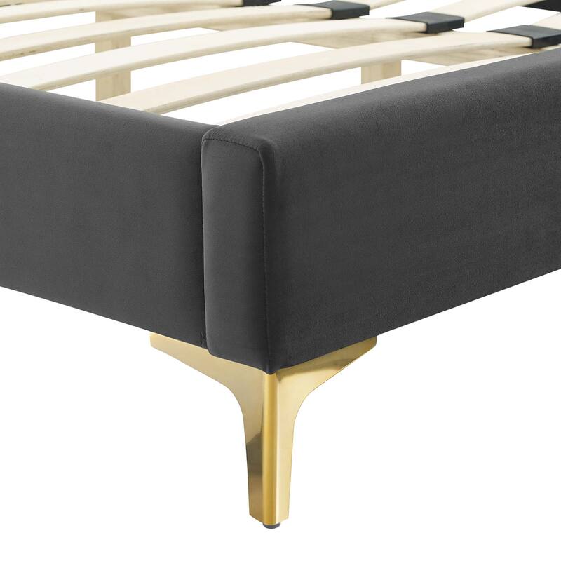 Amber Tufted Performance Velvet Twin Platform Bed