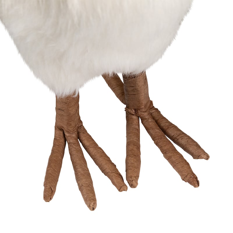Standing Winter Owl Christmas Figure - 12.25" - Cream and White
