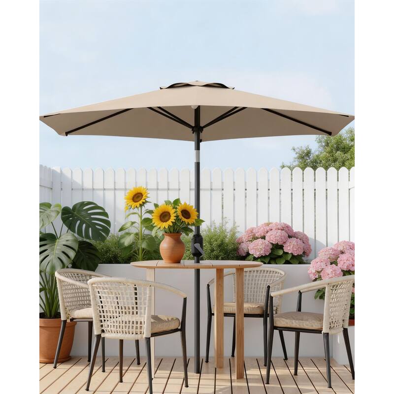 10ft Outdoor Patio Umbrella, with Crank Lift & Push Button Tilt, UV Protection Waterproof - Tan