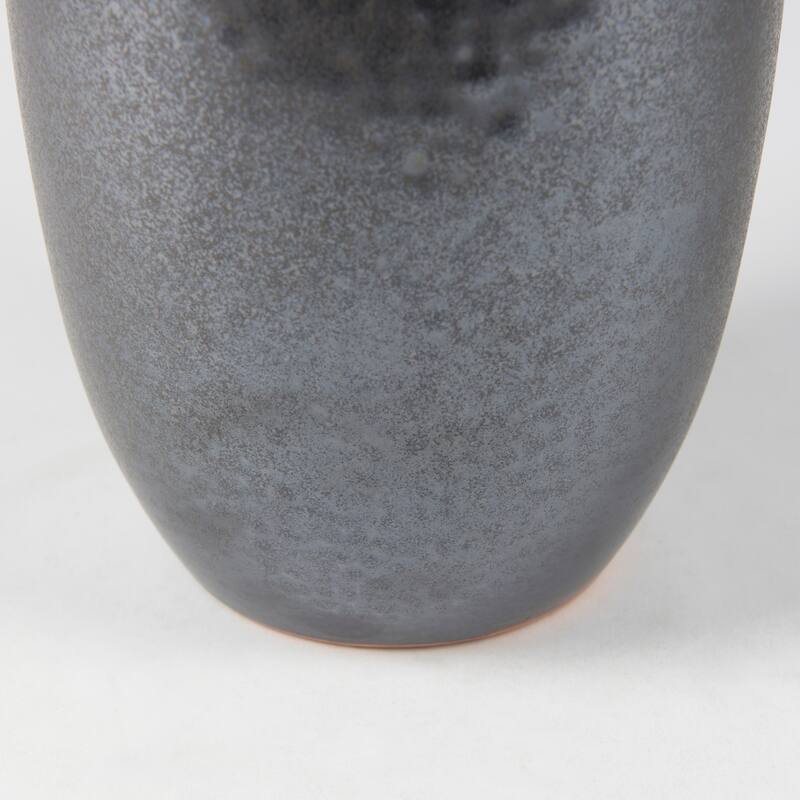 Kora Dark Gray And Brown Metallic Double Ear Vase (17") - 5.9L x 5.7W x 16.9H