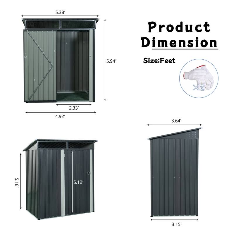 GDF Studio - Polanco Outdoor Metal Storage Shed with Transparent Roof Panel and Galvanized Steel Design