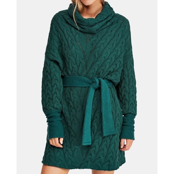 green cable knit sweater dress