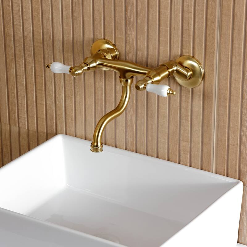 Kingston Brass Kingston Two-Handle 2-Hole Wall Mount Bathroom Faucet