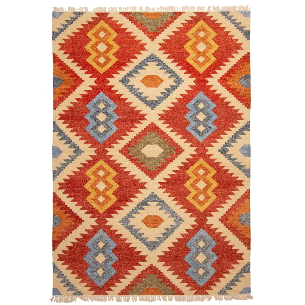 ECARPETGALLERY Flat-Weave Ankara FW Red Wool Kilim - 5'5 x 7'9