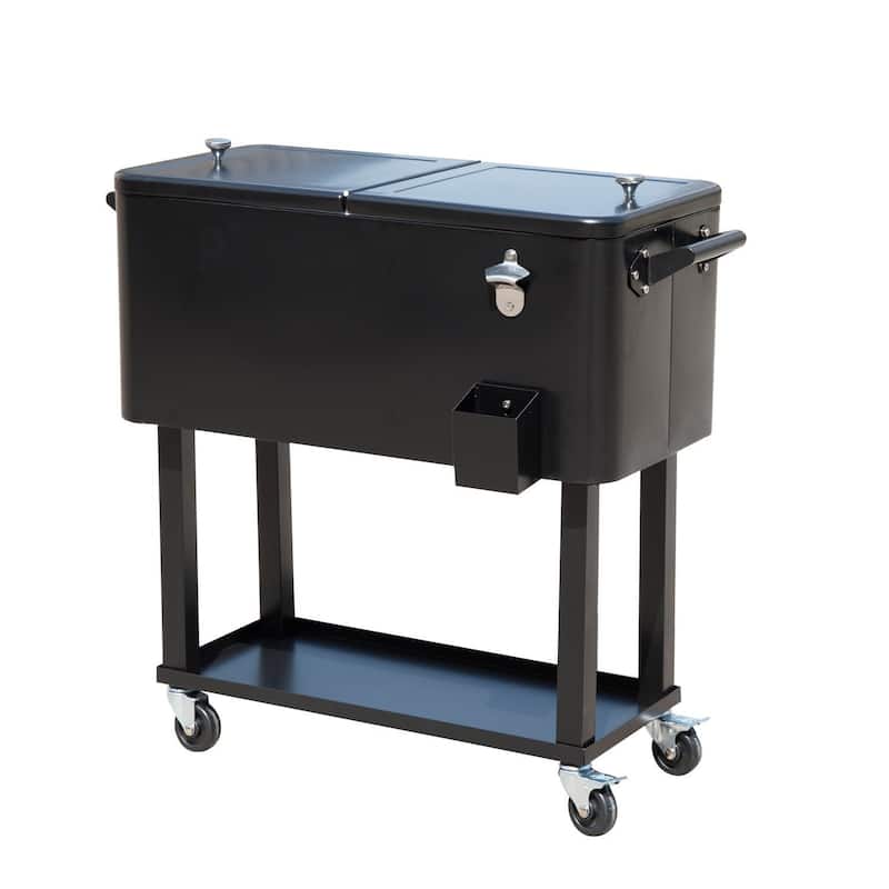 Outsunny Rolling Ice Chest Portable Patio Party Drink Cooler Cart