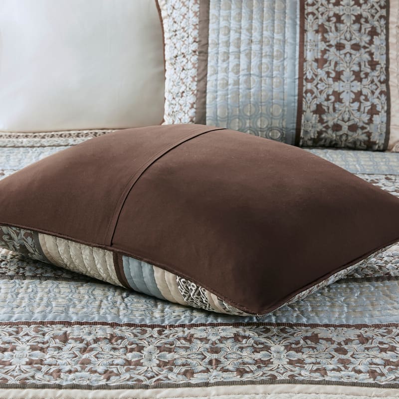 Madison Park Harvard 5 Piece Jacquard Quilt Set with Throw Pillows