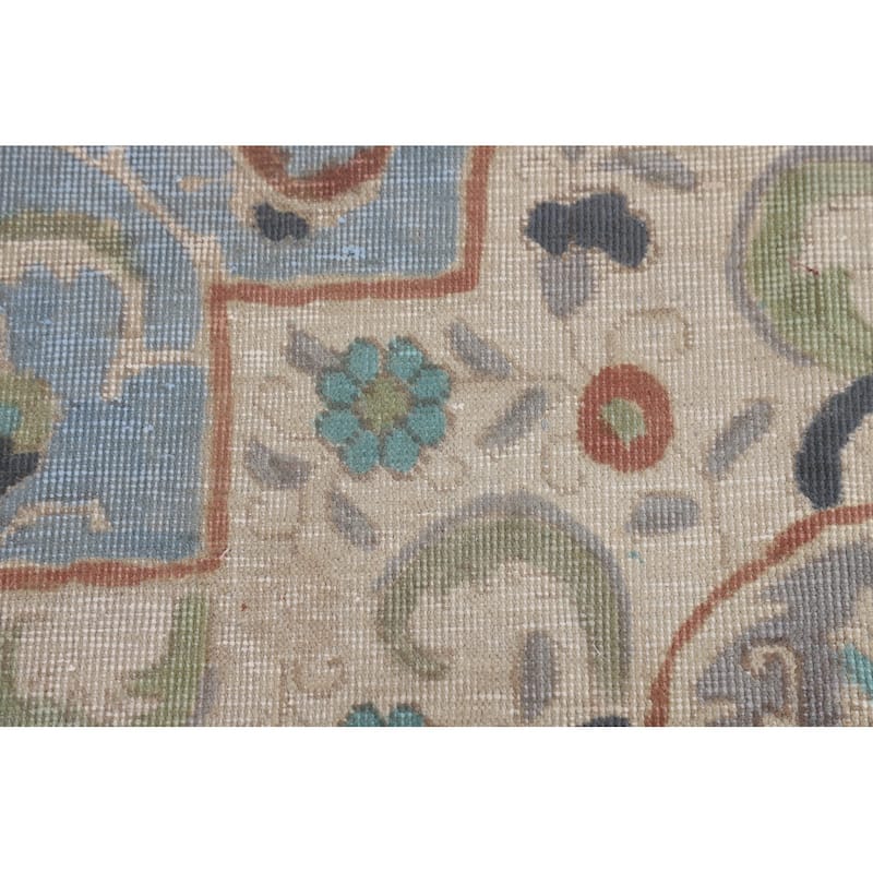 Over-Dyed Distressed Mashad Persian Vintage Wool Carpet - 9'8" x 12'7"