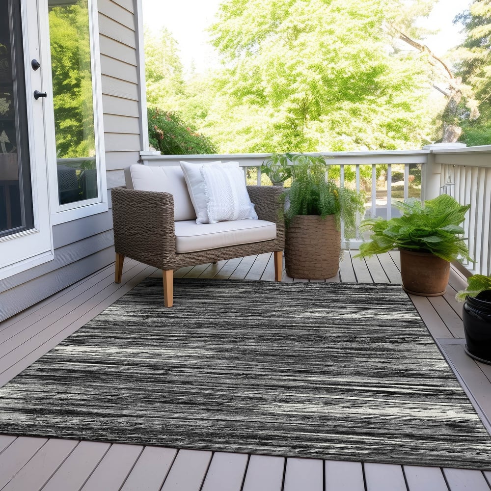 Machine Washable Indoor/ Outdoor Chantille Abstract Stripe Rug