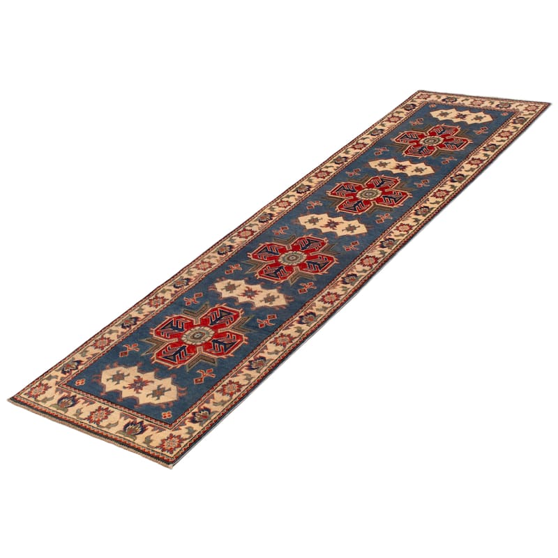 ECARPETGALLERY Hand-knotted Uzbek Ghazni Blue Wool Rug - 2'8 x 9'8