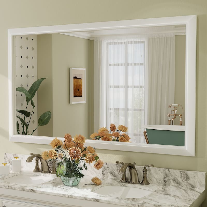 Beveled Metal Rectangle Framed Bathroom Vanity Tempered Glass Mirrors