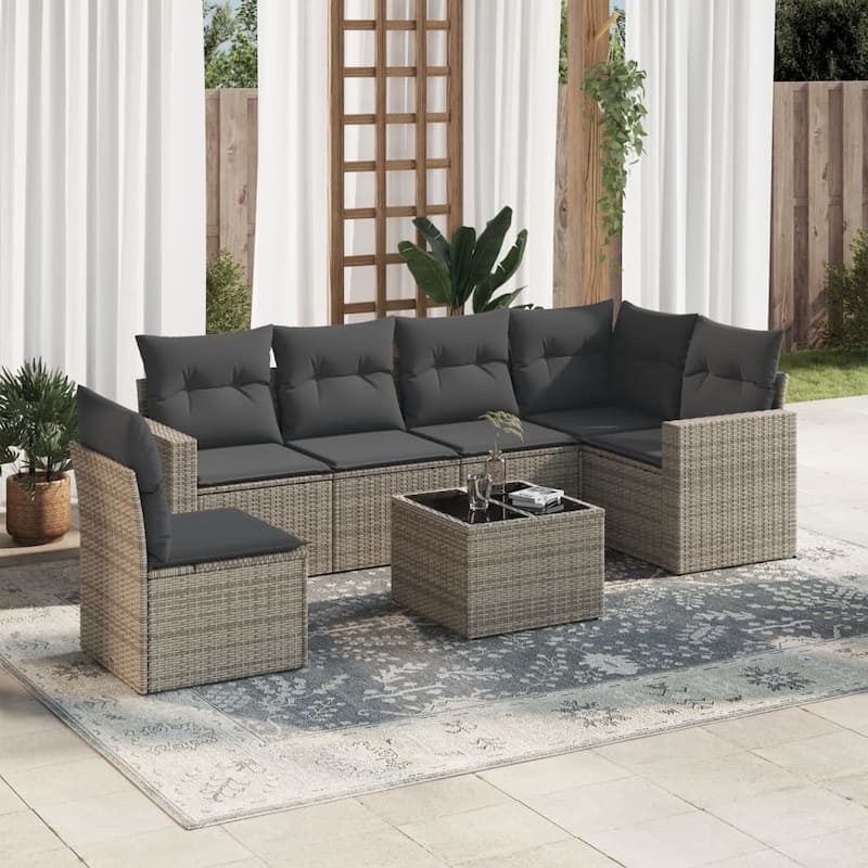 vidaXL Garden Sofa Set Grey - 93.5 x 50.2 x 33.5