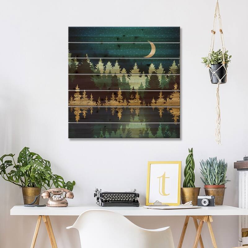 Star Forest Reflection Print On Wood by SpaceFrog Designs - Multi-Color