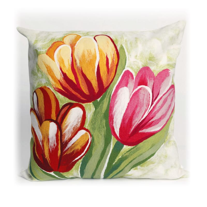 Liora Manne Visions IV Tulips Indoor/Outdoor Pillow Warm 20" x 20"