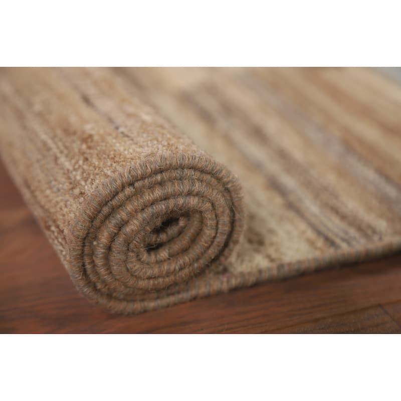 Striped Kilim Modern Runner Rug Flat-weave Wool Carpet - 2'7" x 7'0"