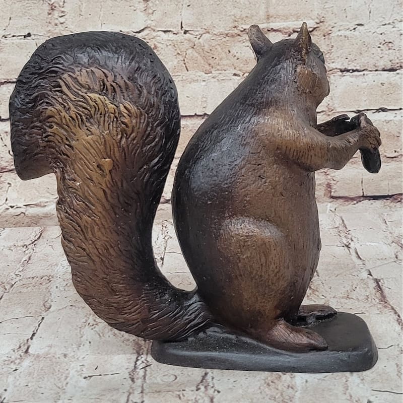 Bronze Metal Squirrel Sculpture Statue Figurine Indoor Outdoor Animal Decor By Moigniez