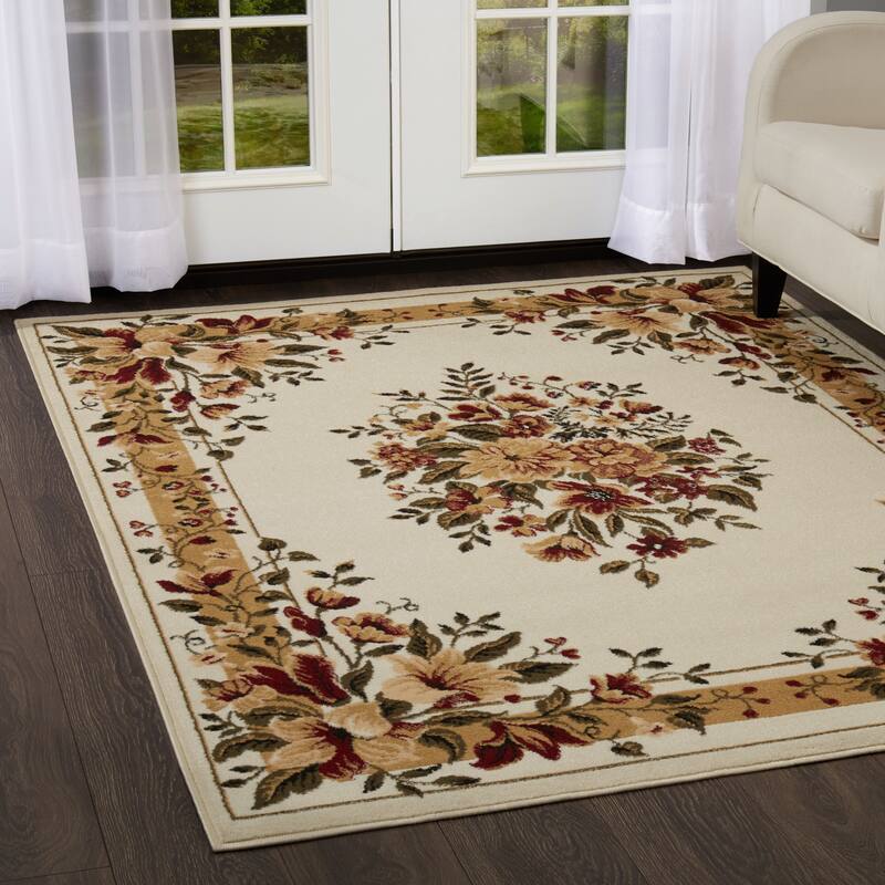 Home Dynamix Optimum Caspian French Country Floral Area Rug - 7'8"x10'4" - Ivory Multi - Rectangle