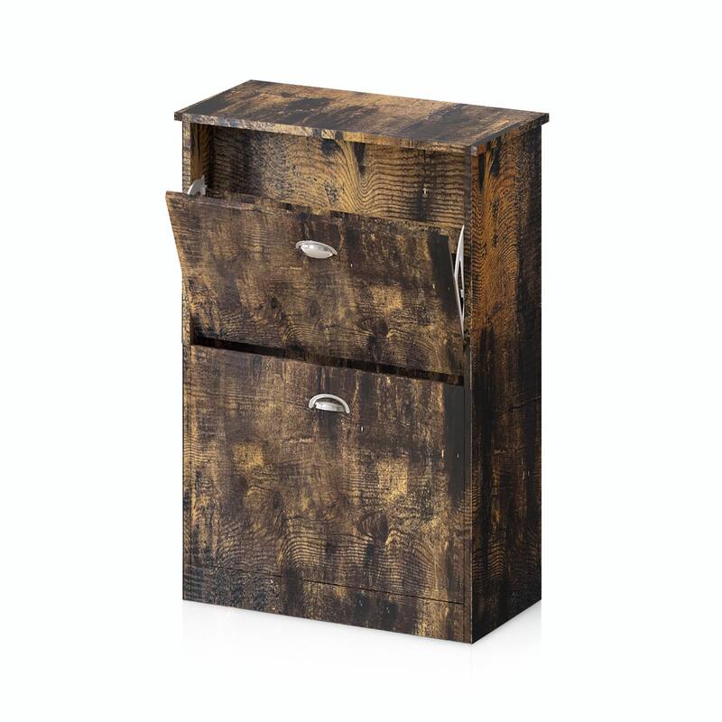 Shoe Cabinet, Hidden Slim Narrow Shoe Rack Cabinet with 2 Drawers