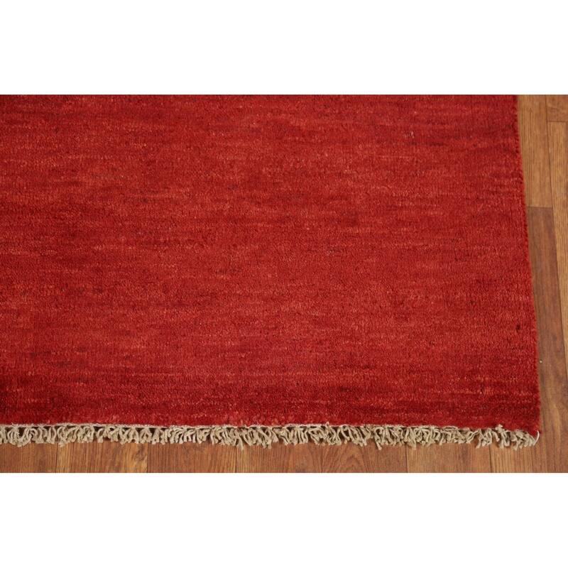 Contemporary Red Gabbeh Oriental Foyer Rug Handmade Wool Carpet - 3'4"x 4'10"