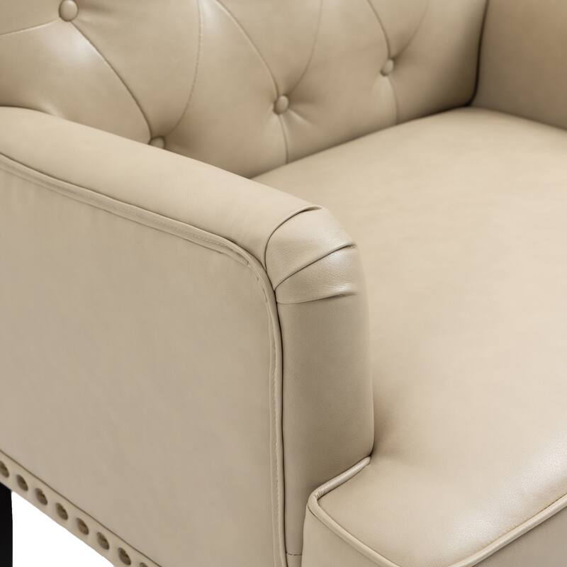 Tufted Vegan Leather Accent Chairs Armchairs with Nailhead Trim