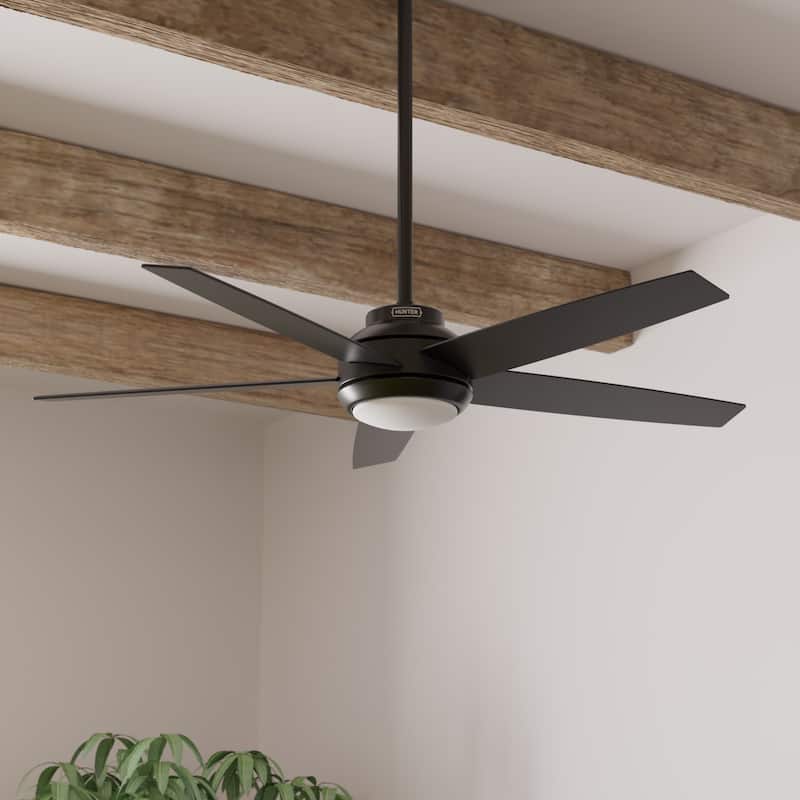 Hunter 52" Zayden Ceiling Fan with LED Light Kit and Handheld Remote - Contemporary, Transitional - Exclusive SureSpeed! - Matte Black