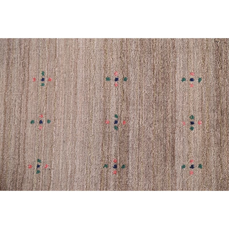 Striped Gabbeh Oriental Area Rug Hand-Knotted Wool Carpet - 7'10" x 9'7"