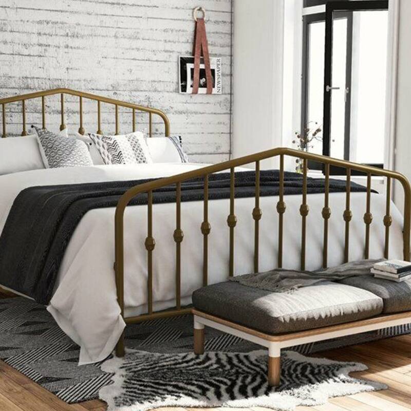 Queen Adjustable Metal Bed in Gold