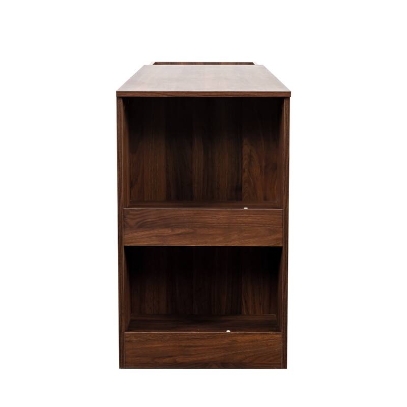 Anmytek Expandable Storage Cabinet Desk Combo 2 in 1 Small Space Workstation Walnut