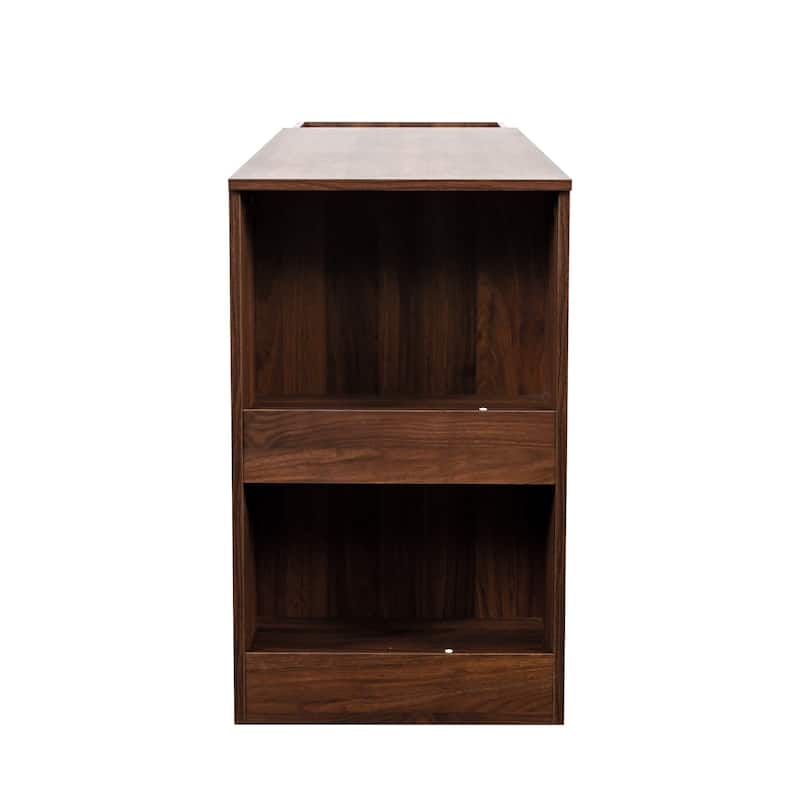 Wood Corner Computer Desk with Drawers, Extendable Office Workstation, Study Writing Desk with Storage for Home Office
