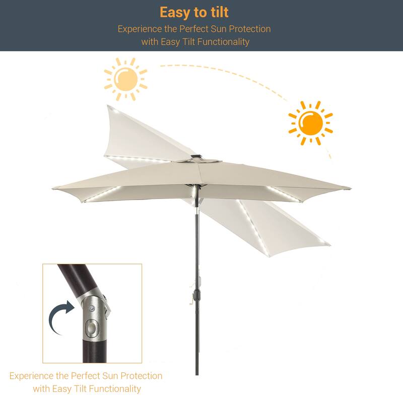 LIVOOSUN 6x9Ft LED Patio Umbrella Weather Resistant Table Umbrella
